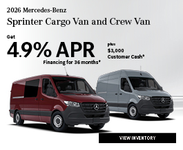 Special offer on 2026 Mercedes-Benz  2026 Mercedes-Benz Sprinter Cargo Van and Crew Van